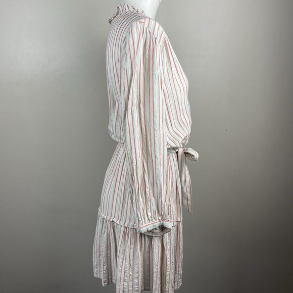 Paige Mini Dress Medium Kylenn Tiered Stripe Cream Boho Flowy Party Casual - Picture 5 of 11